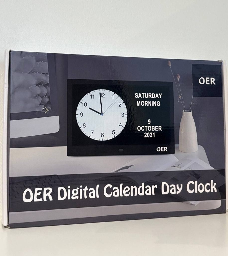 OER Digital Calendar Day Clock dementieklok wit kalenderklok, Ophalen of Verzenden, Zo goed als nieuw, Digitaal