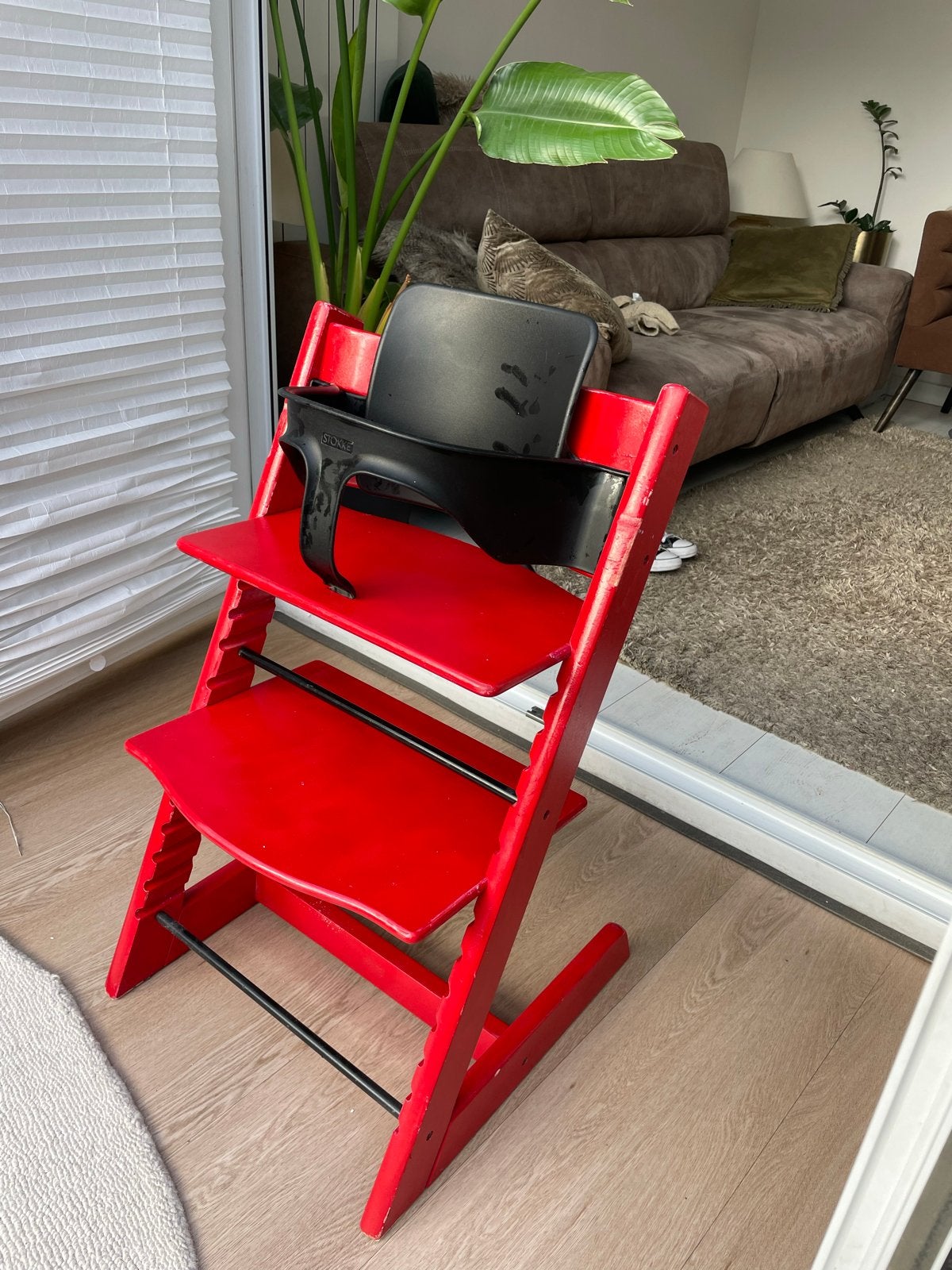 Stokke Tripp Trapp kinderstoel met baby set en tray, Ophalen, Gebruikt, Meegroeistoel, Afneembaar eetblad
