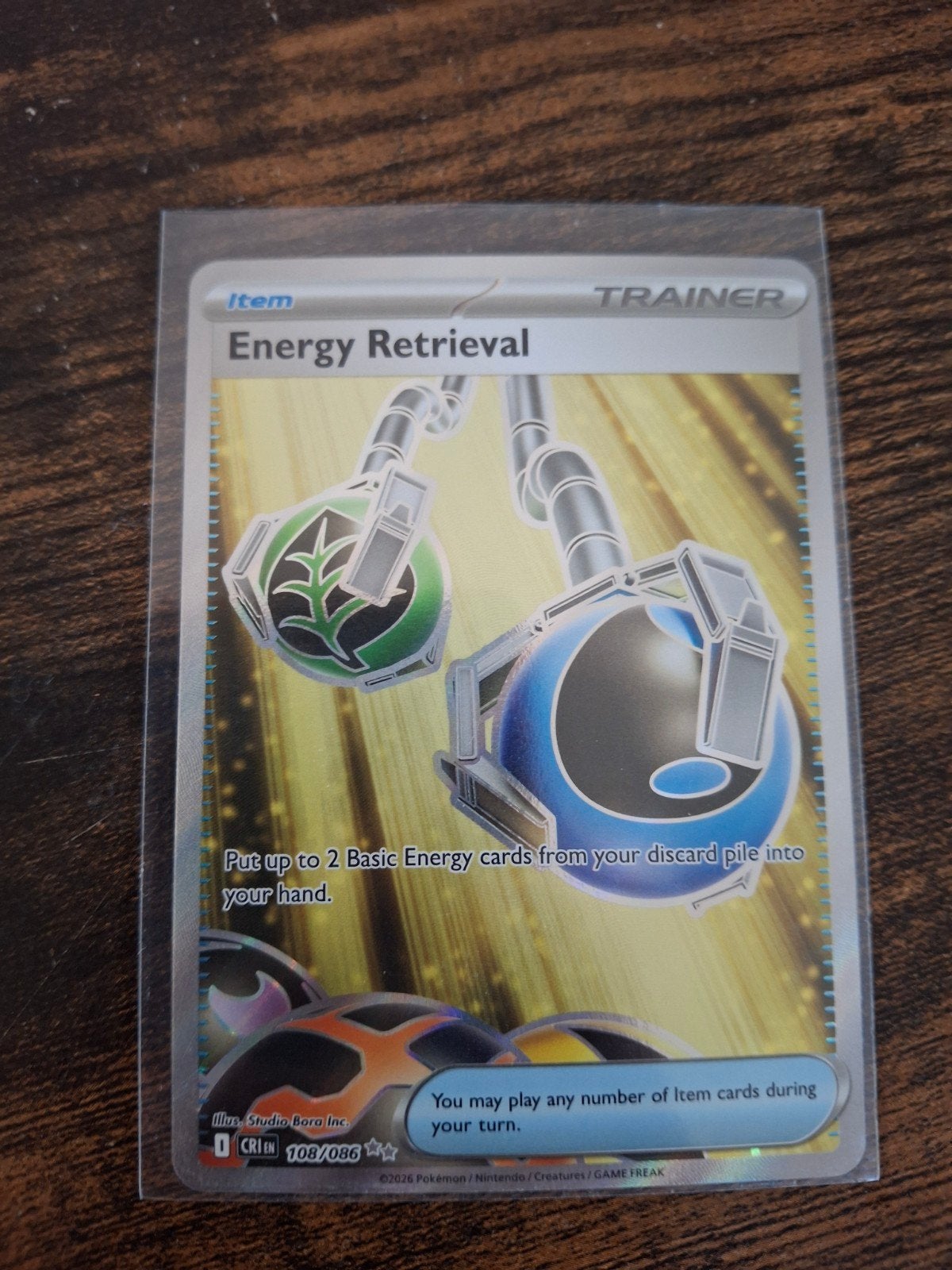 Energy Retrieval (Trainer) in sleeve en hardca, Hobby en Vrije tijd, Verzamelkaartspellen | Pokémon, Zo goed als nieuw, Losse kaart