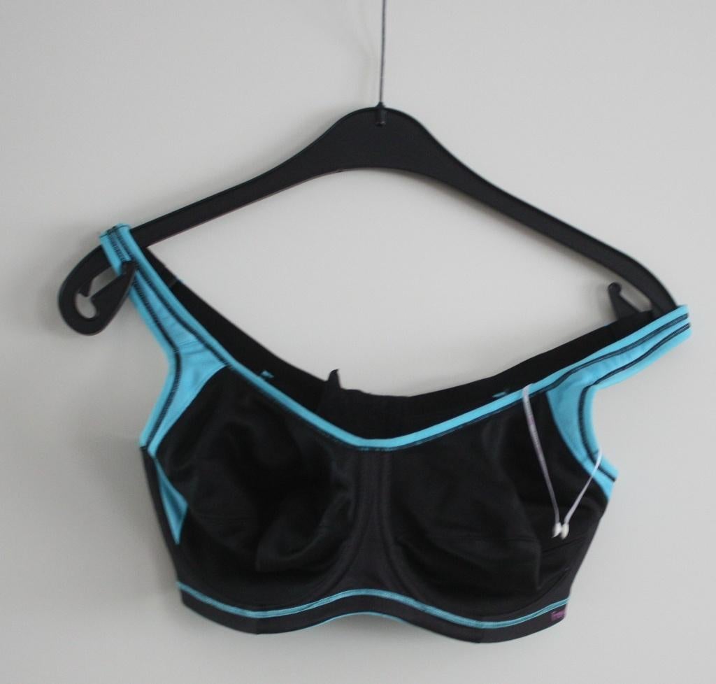 zwart-blauwe  sport bh maat 75 cup G met beugel, Ophalen of Verzenden, Zo goed als nieuw, Zwart, Fitness of Aerobics