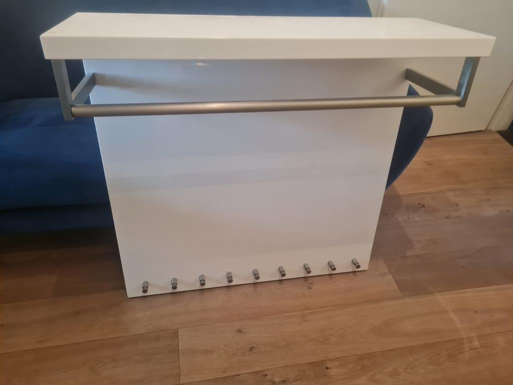 Kapstok hoogglans wit met rvs, incl. 9 hangers, Huis en Inrichting, Woonaccessoires | Kapstokken, Ophalen