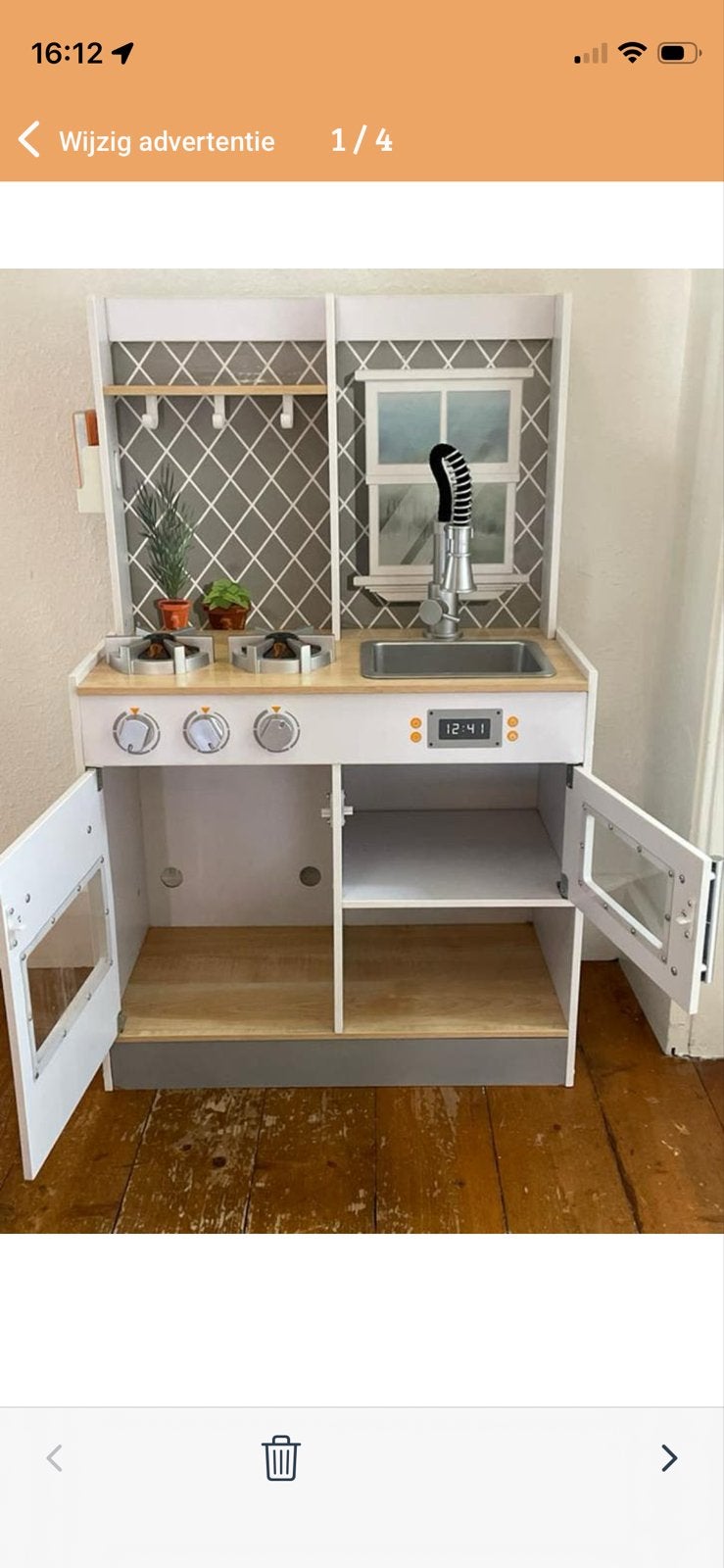 Houten speelkeuken met accessoires, Kinderen en Baby's, Speelgoed | Speelkeukens, Ophalen, Gebruikt, Hout, Speelkeuken