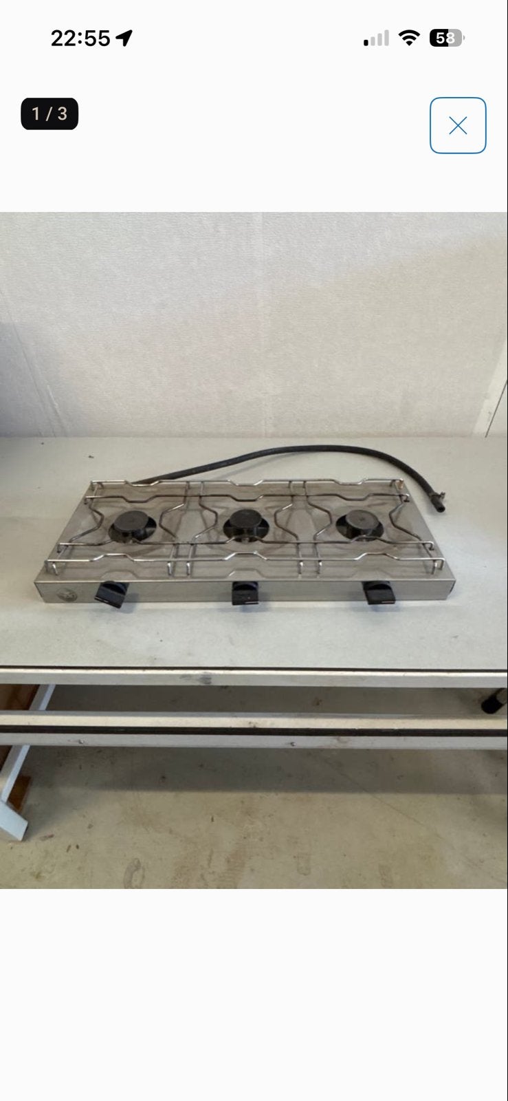 Draagbaar 3-pits gasfornuis voor camping/boot, Ophalen, Gebruikt