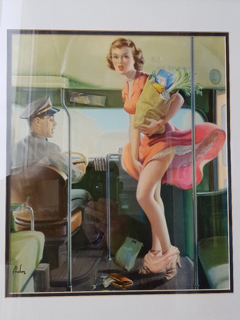 Oude vintage licht erotische litho uit Engeland 50,5 cm., Antiek en Kunst, Kunst | Litho's en Zeefdrukken, Met glas, Ophalen of Verzenden