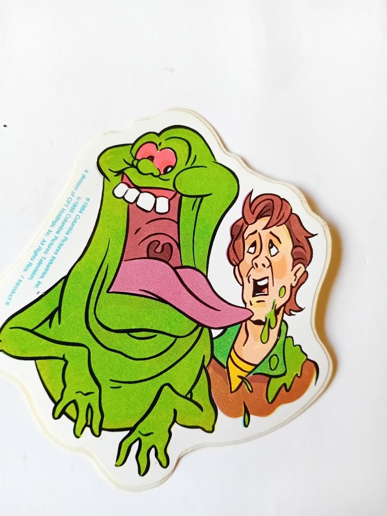 Sticker Slimer uit The Real Ghostbusters 7,5x9cm 1988, Verzamelen, Ophalen of Verzenden, Zo goed als nieuw, Bedrijf of Vereniging