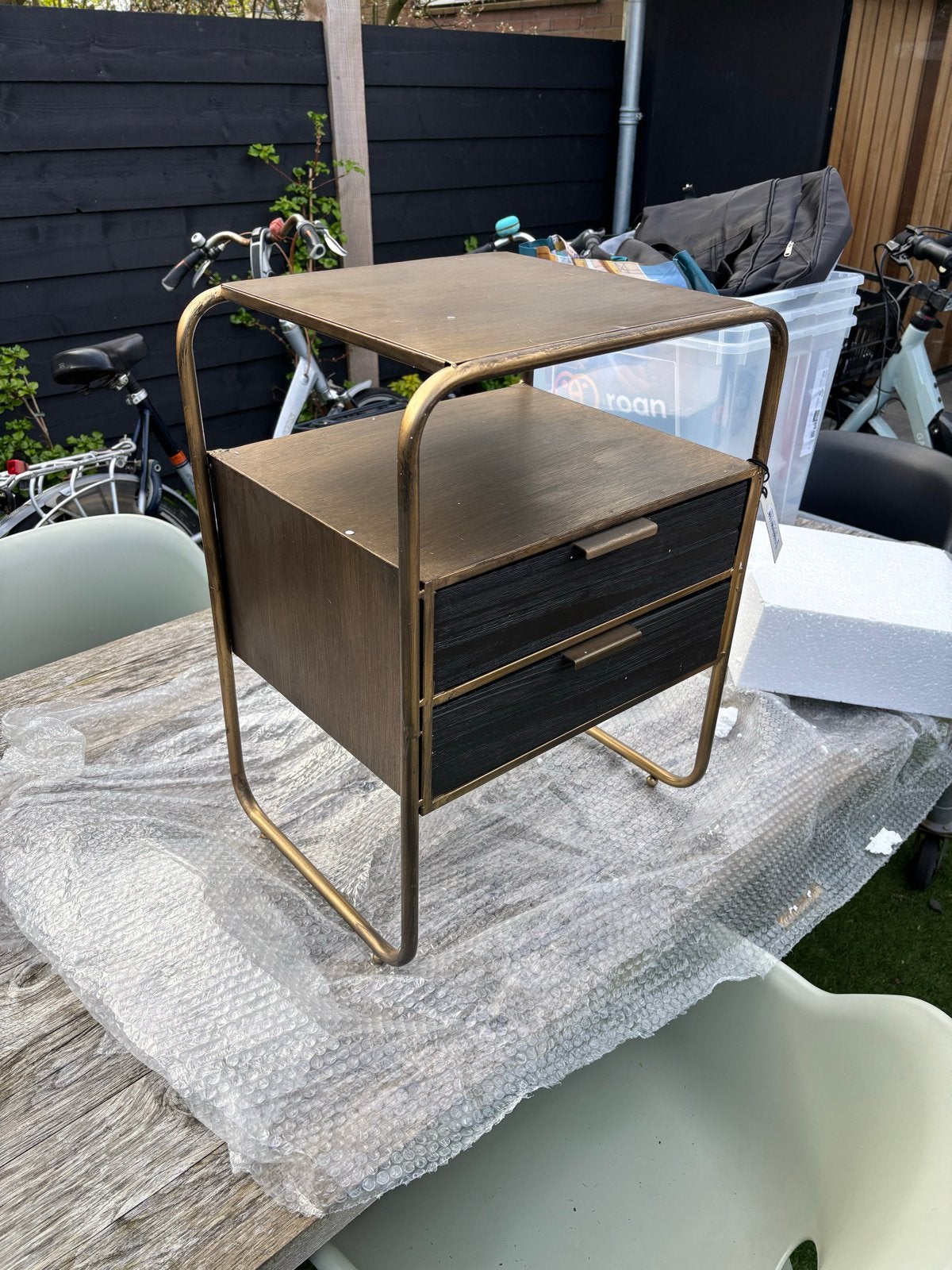 Woood polite nachtkastje metaal/hout NIEUW, 45 tot 60 cm, Minder dan 55 cm, Metaal of Aluminium, Nieuw