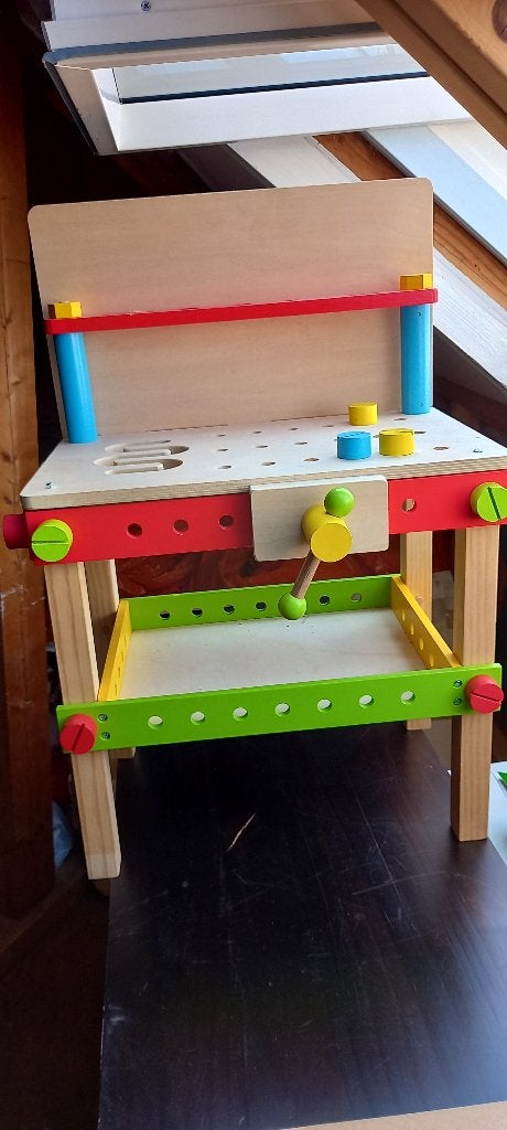 Houten kinderwerkbank, Kinderen en Baby's, Speelgoed | Houten speelgoed, Ophalen, Zo goed als nieuw, Overige typen