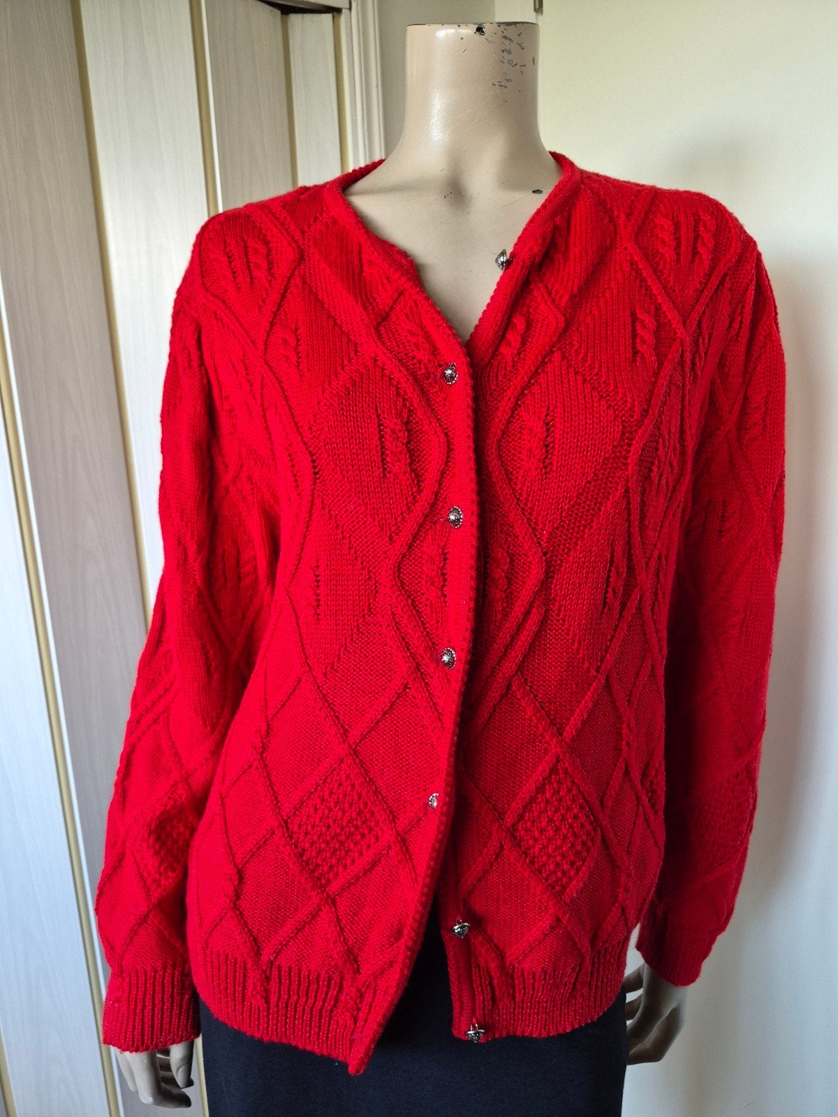 Vintage rood knited vest  St. Peter Trachten wol mix maat M, Maat 38/40 (M), Ophalen of Verzenden, Zo goed als nieuw, Vintage