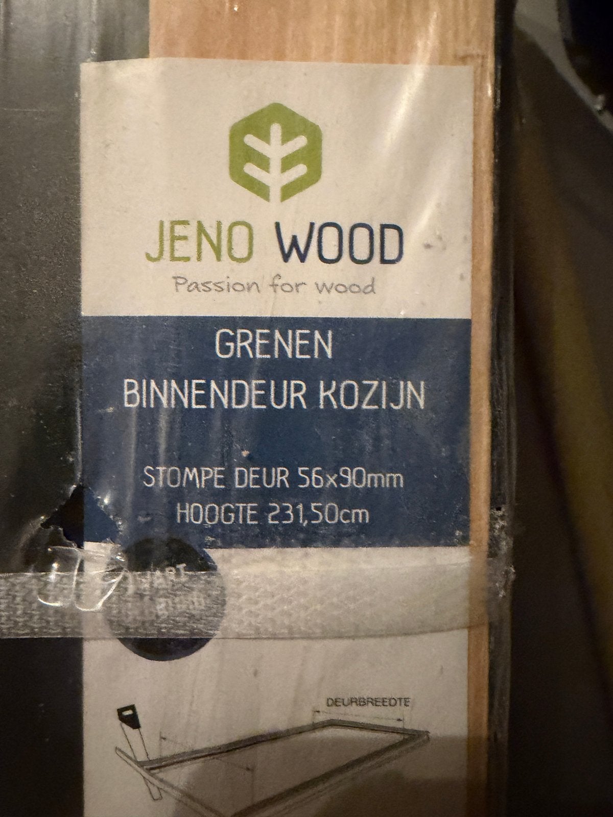 JENO WOOD Grenen Binnendeur Kozijn 231,5 cm met deur, Ophalen, Minder dan 80 cm, 215 cm of meer, Binnendeur