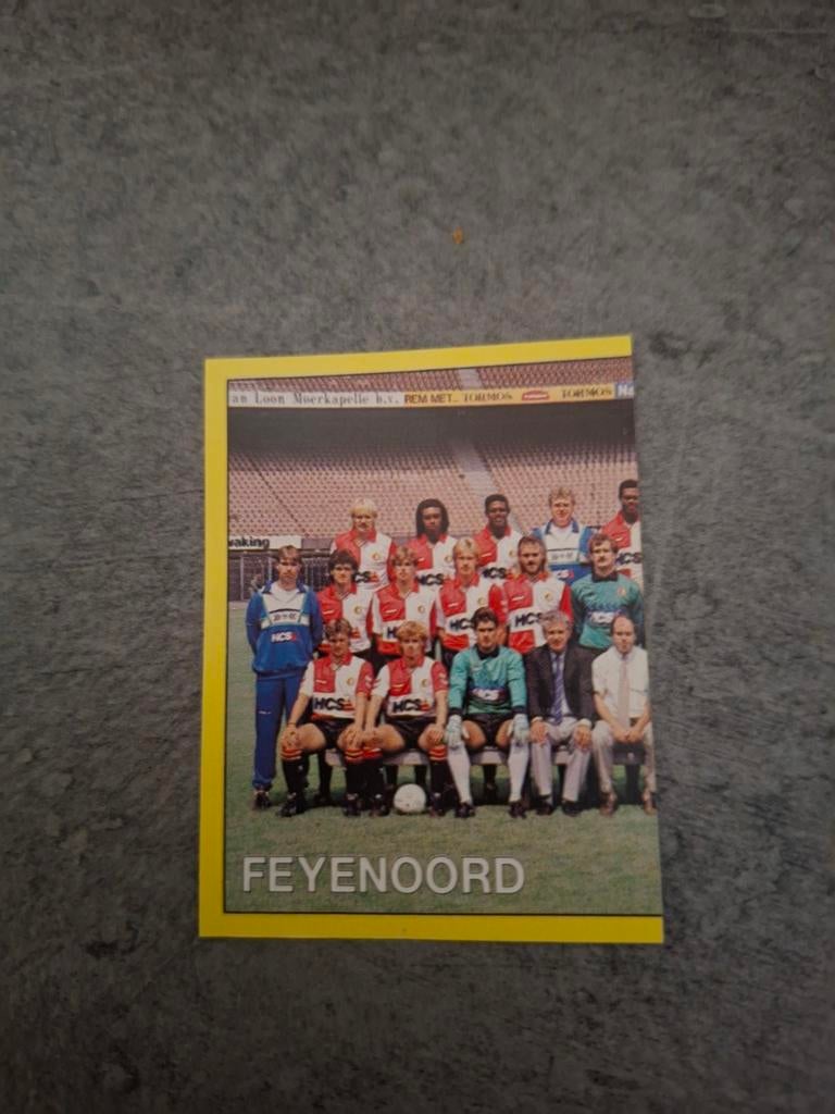 Panini sticker Voetbal 90. Deel teamfoto Feyenoord, Verzenden, Zo goed als nieuw, Sticker
