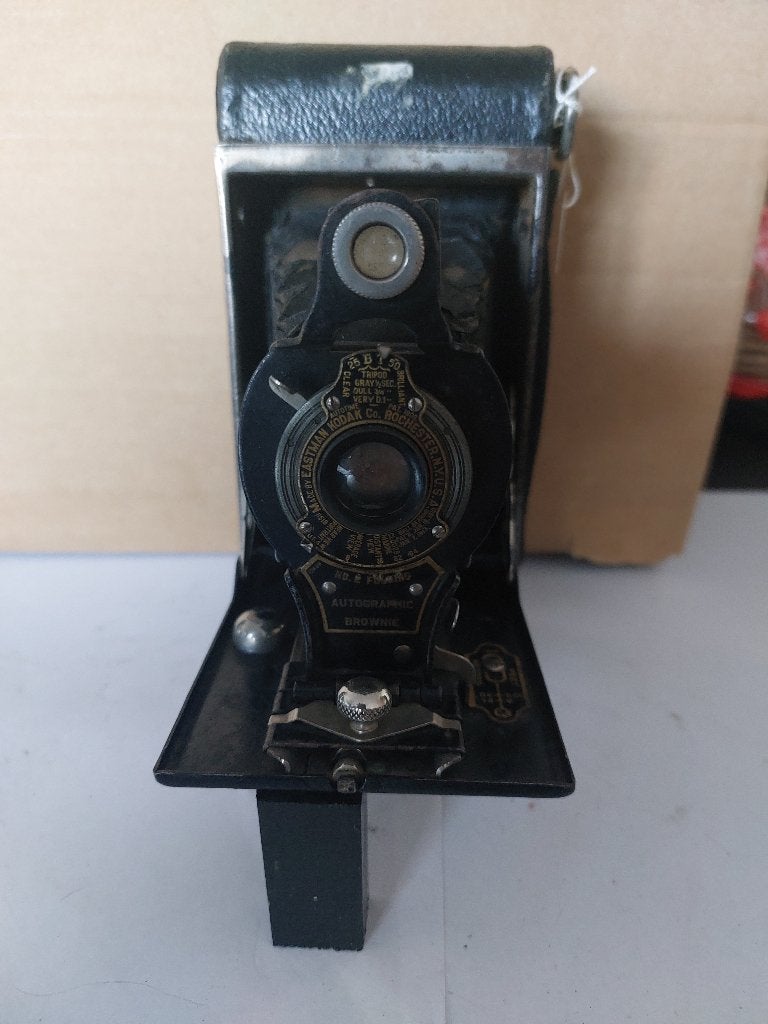Antieke Kodak No.2 Folding Autograp. Brownie camera+tas (13), Ophalen of Verzenden, Voor 1940, Fototoestel