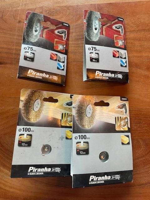 Piranha staaldraadborstels 75mm en 100 mm (4 stuks), Ophalen of Verzenden, Nieuw, 1000 watt of meer, Haakse handslijpmachine