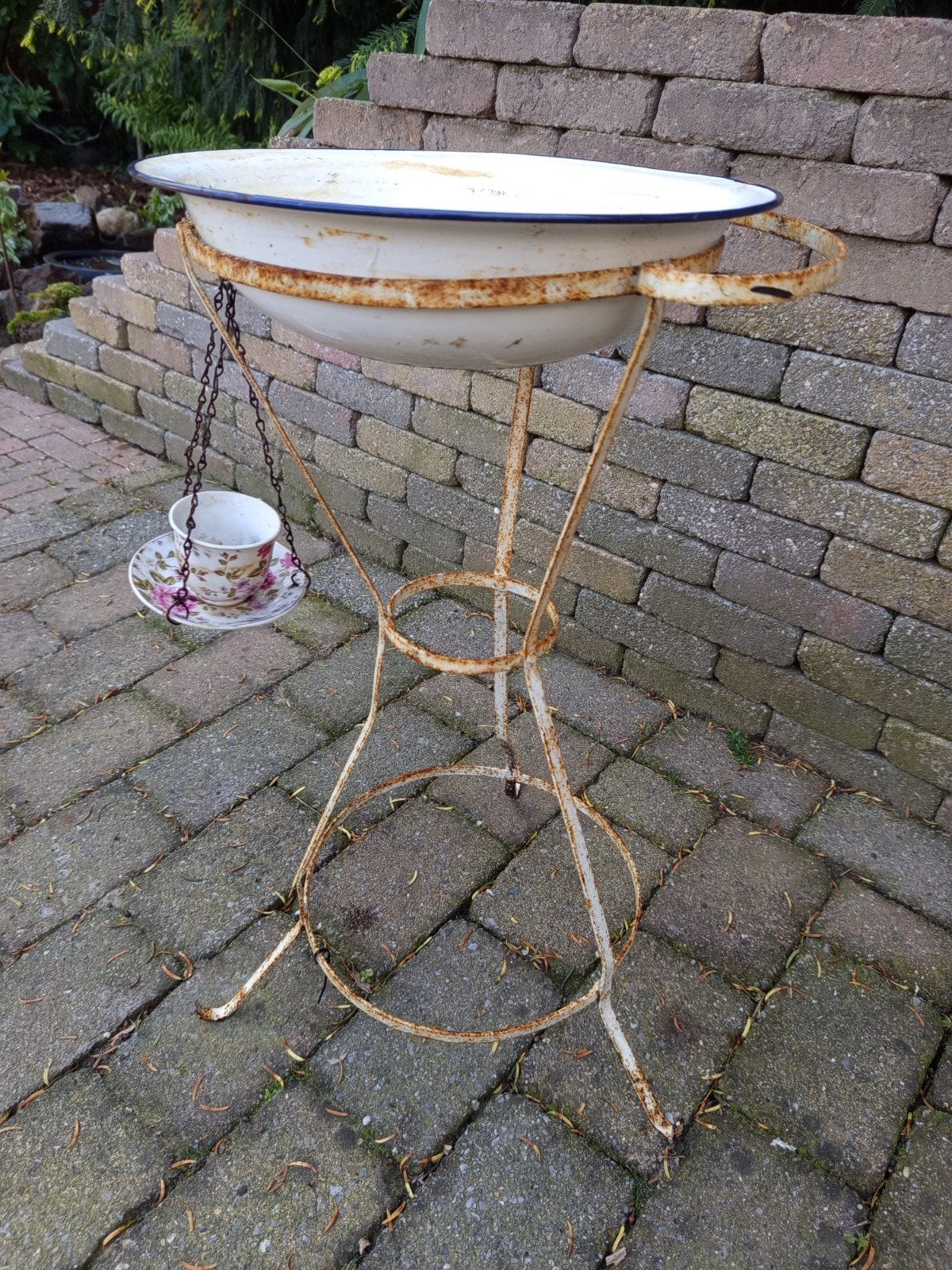Vintage brocante antieke waskom met emaille, Ophalen