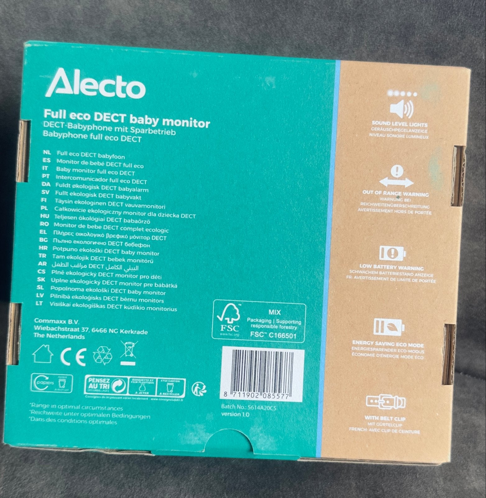 Alecto Babyfoon Modern Full Eco Audio - DBX130, Ophalen of Verzenden, Nieuw, 250 meter of meer, Digitaal