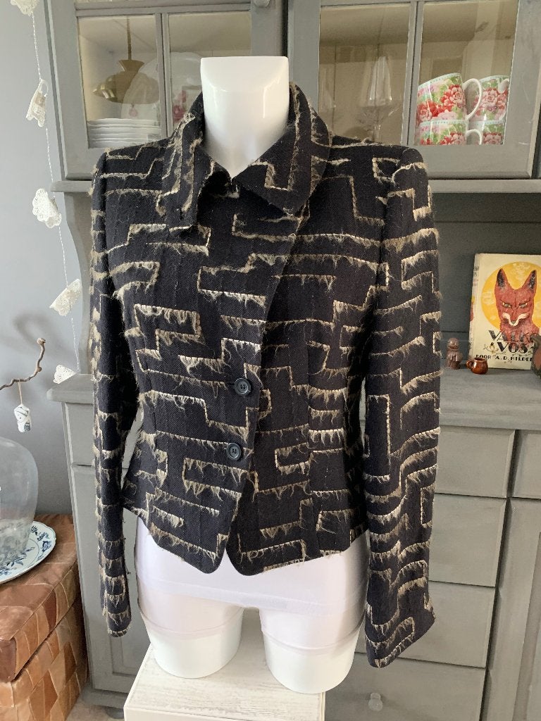 Claudia Sträter Scheerwollen Jasje Blazer Zwart Maat 38/M, Maat 38/40 (M), Zwart, Ophalen of Verzenden, Zo goed als nieuw