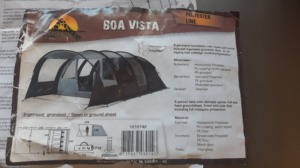 Safarica Boa Vista koepeltent, Caravans en Kamperen, Tenten, Ophalen, Zo goed als nieuw, Tot en met 5