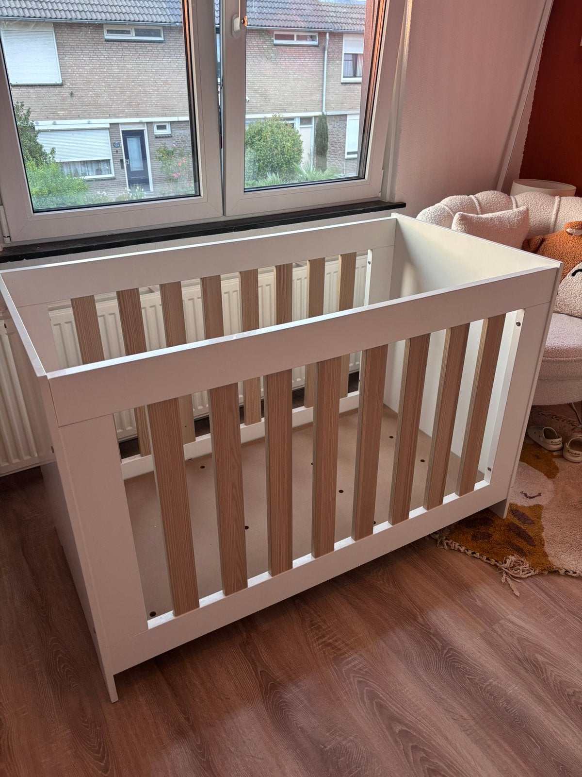 Ledikant wit / hout Interbaby Valencia, Ophalen, Gebruikt, 50 tot 100 cm, Minder dan 100 cm