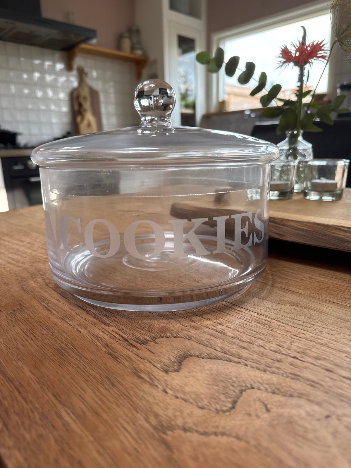 Rivièra Maison (styl) Koekjespot - Glazen Voorraadpot, Huis en Inrichting, Ophalen, Wit, Glas, Landelijk