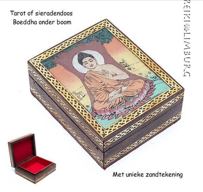 Mangohouten Kistje met Zandtekening Boeddha, Ophalen of Verzenden, Nieuw