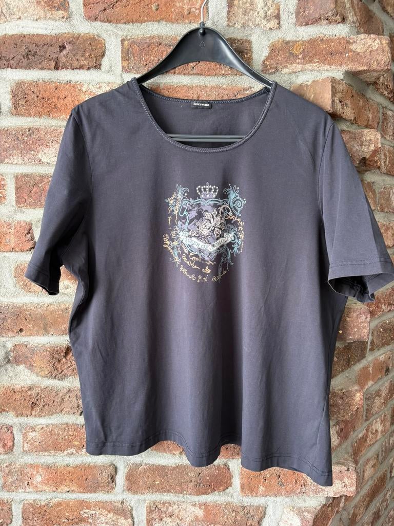 Donkerblauw/antraciet shirt van Gerry Weber maat 48 zgan, Kleding | Dames, Grote Maten, Ophalen of Verzenden, Zo goed als nieuw