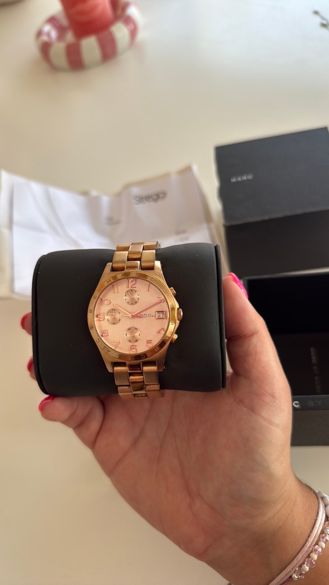 Marc Jacobs horloge, Sieraden, Tassen en Uiterlijk, Horloges | Dames, Staal, Polshorloge, Zo goed als nieuw, Ophalen