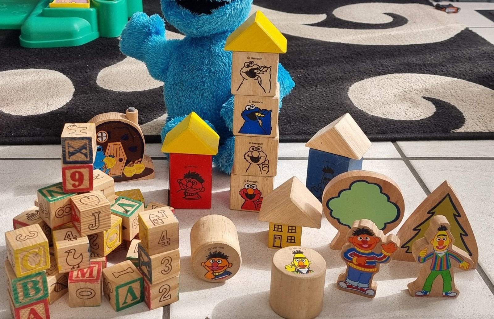 Houten blokken bert ernie sesamstraat letters 18 blokken va, Ophalen of Verzenden