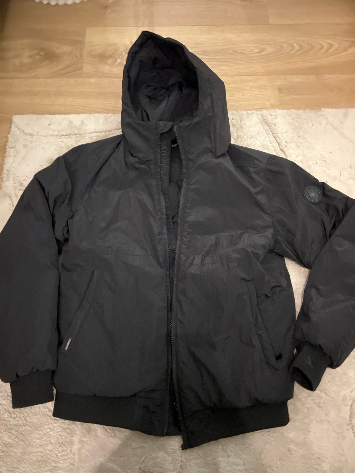 Airforce padded bomber jas maat S, Ophalen, Zo goed als nieuw, Maat 46 (S) of kleiner, Zwart