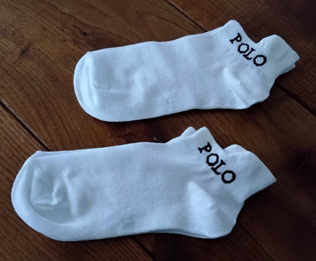 2 paar enkelsokken - sneakersokken - met tekst: polo - nie, Kleding | Dames, Sokken en Kousen, Sokken en Kniesokken, Wit, Maat 35 t/m 38