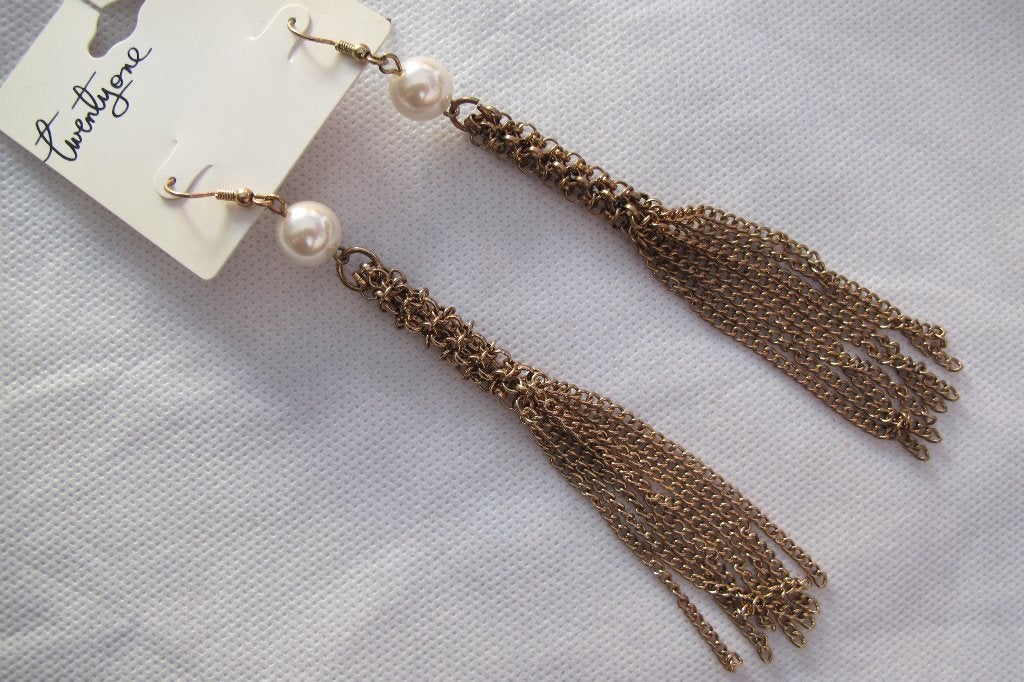 Pearl & gold dangle earrings (Forever 21), Overige materialen, Hangers, Nieuw, Ophalen of Verzenden