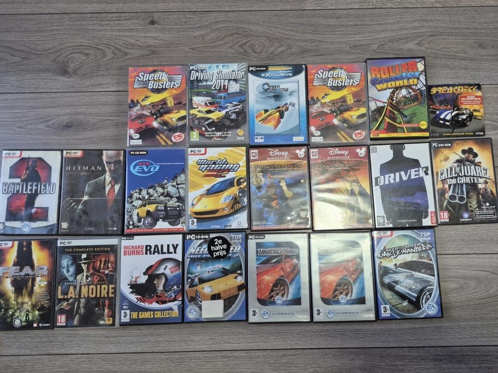Grote collectie PC games: race, actie, simulatie en meer, Spelcomputers en Games, Games | Pc, Gebruikt, Vanaf 18 jaar, Overige genres