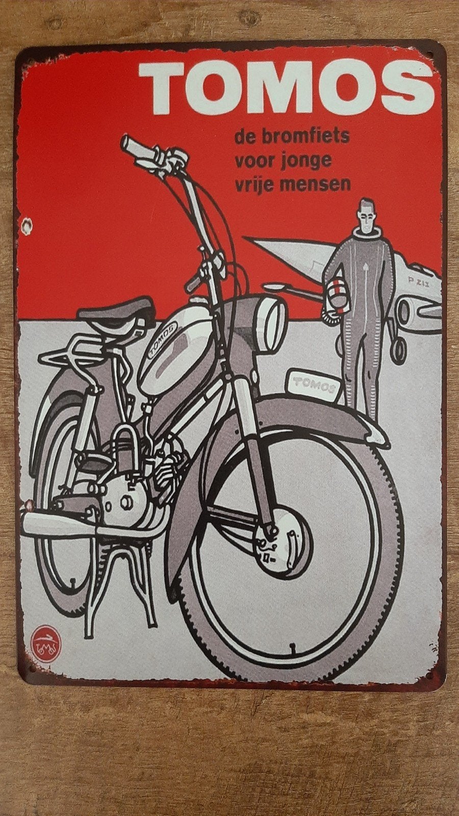Reclamebord TOMOS Bromfiets - Vintage Look (30x20 cm), Ophalen of Verzenden, Nieuw