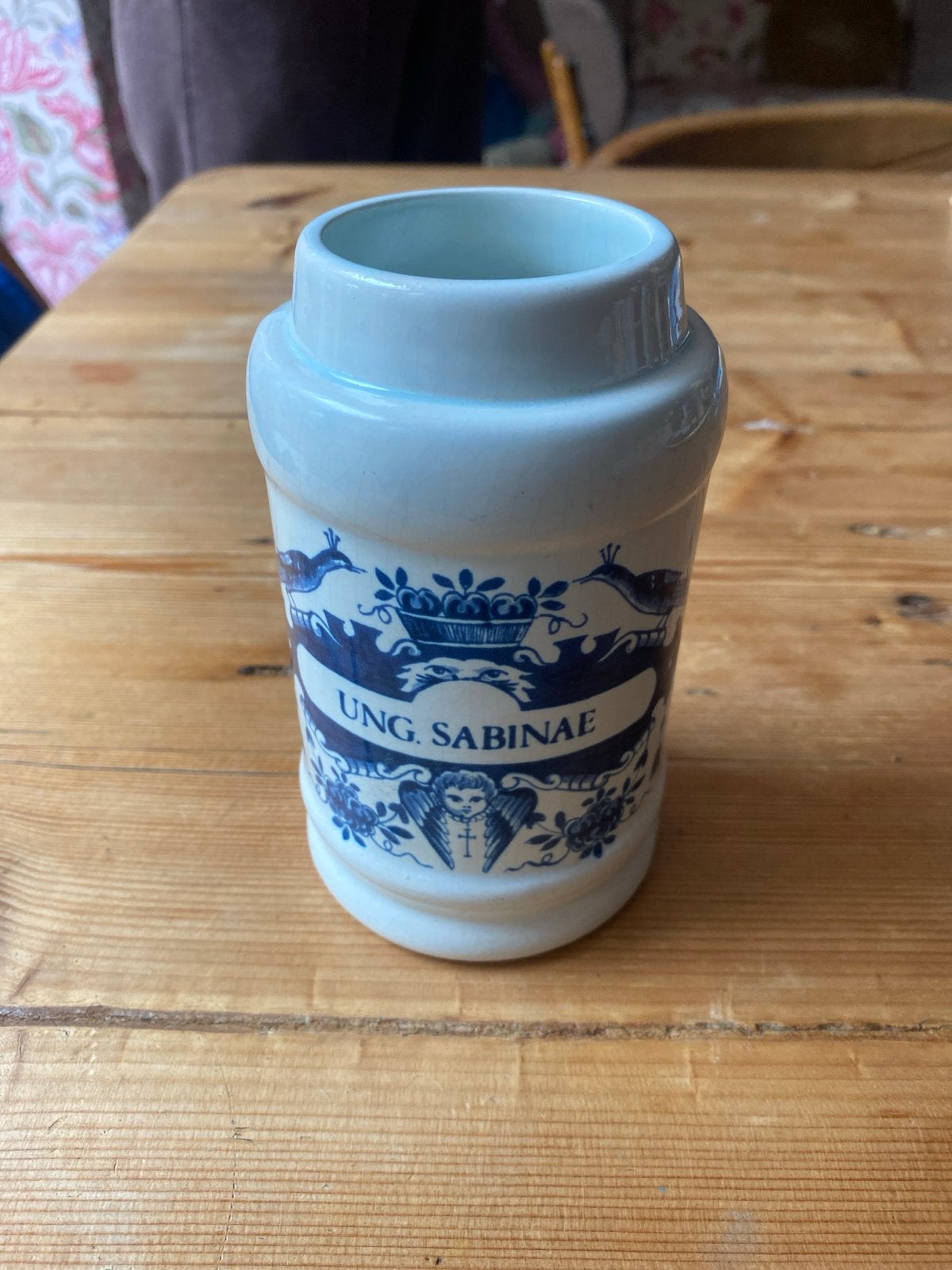 Antieke Delftse Apothekerspot - Zalfpot "Ung. Sabinae", Ophalen of Verzenden
