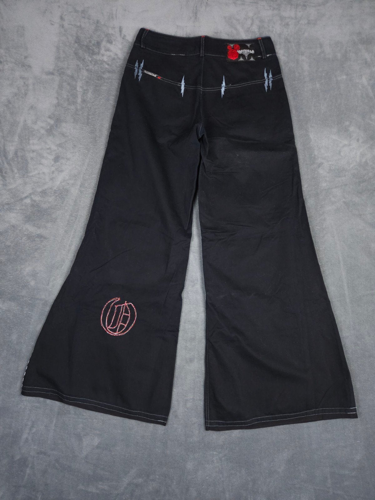Overzeas Broek Jeans W36 y2k Relaxed Flare Fit Black Cyber., W36 - W38 (confectie 52/54), Verzenden, ., Zwart