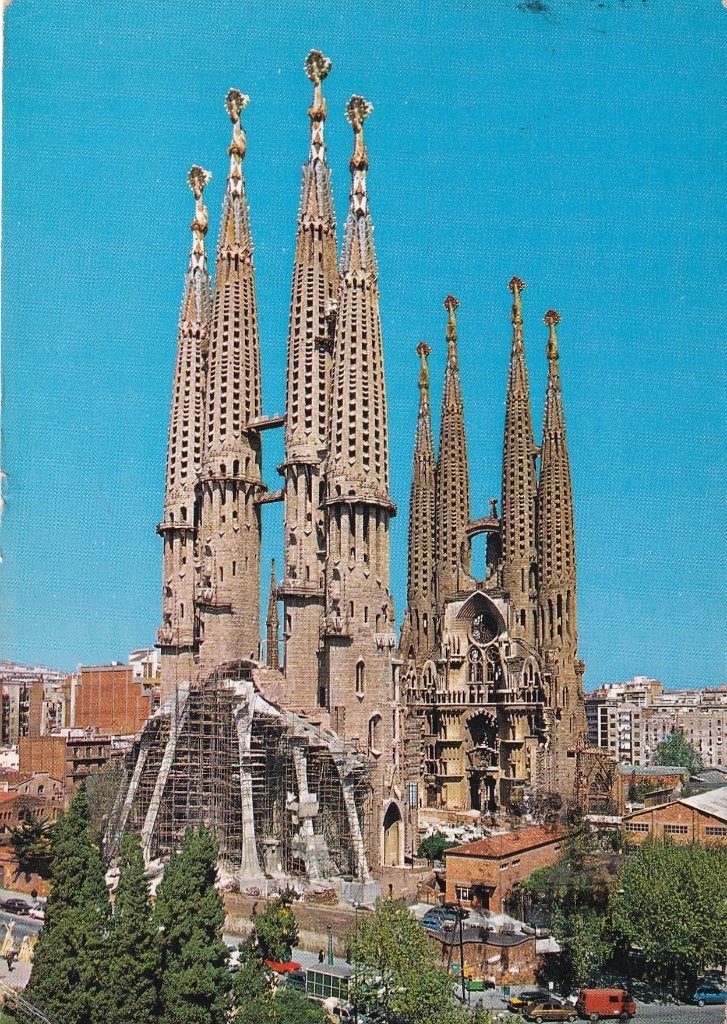 Spanje barcalona, la sagrada familia, Verzamelen, Verzenden, 1960 tot 1980, Gelopen, Spanje