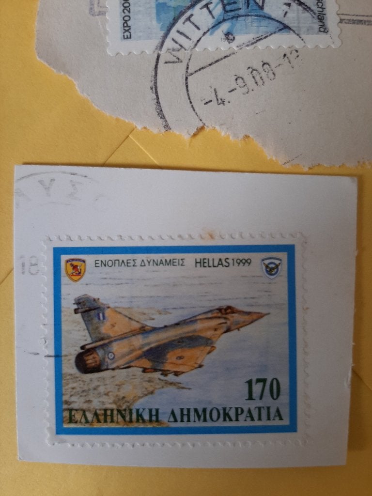 1999 Griekenland gevechtsvliegtuig Hellenic Air Force., Verzenden, Griekenland, Gestempeld