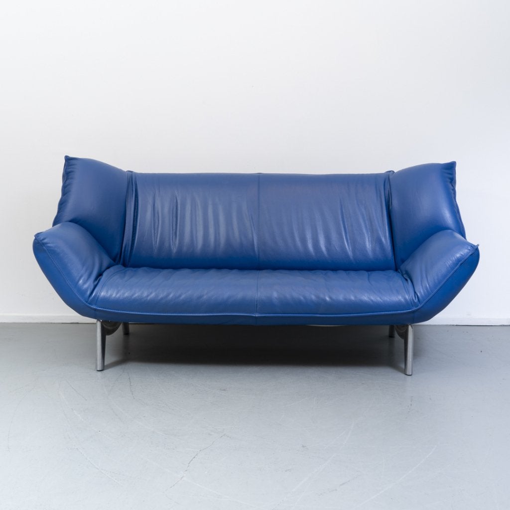 1x Leolux Tango 3 zits bank Blauw leder 203-223 cm