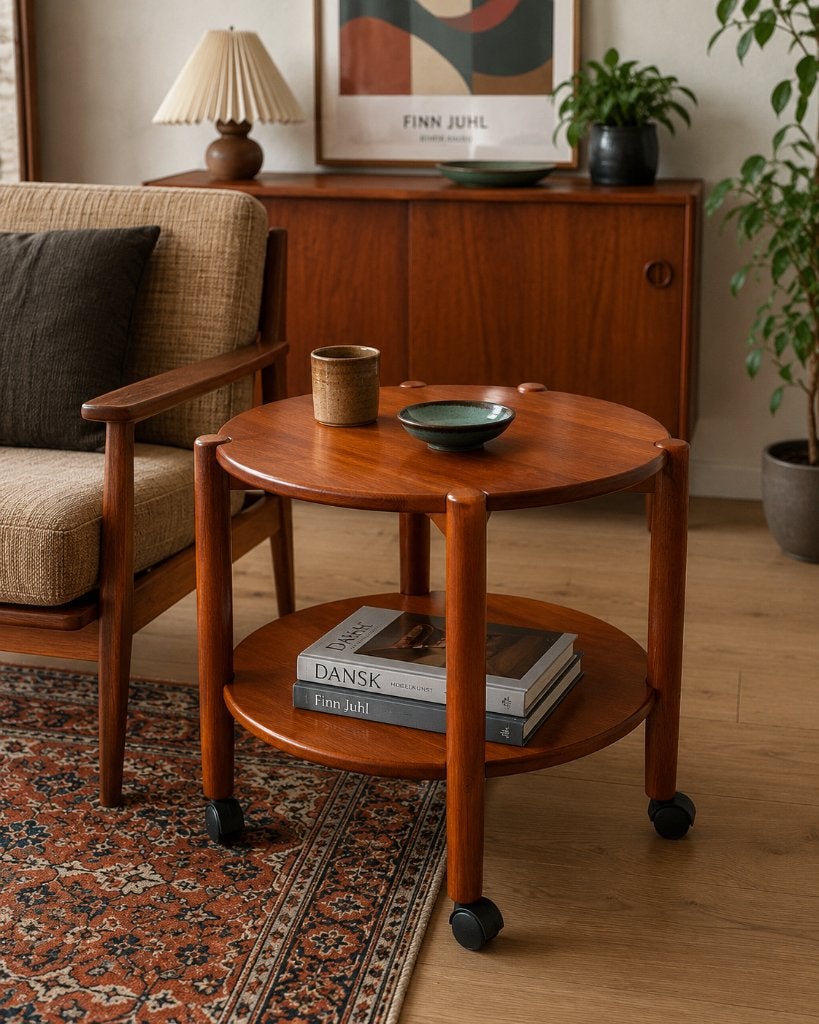Danish Design Deens Vintage Teak Japandi trolley, Ophalen, Minder dan 50 cm, Zo goed als nieuw, Teakhout