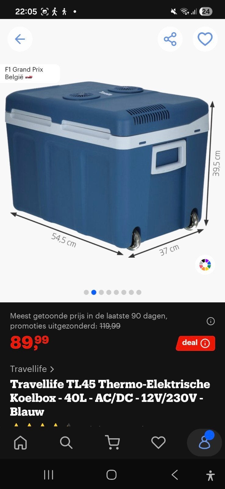 Travellife TL45 Thermo-Elektrische Koelbox - 40L - AC/DC, Caravans en Kamperen, Koelboxen, Ophalen, Zo goed als nieuw, Elektrisch
