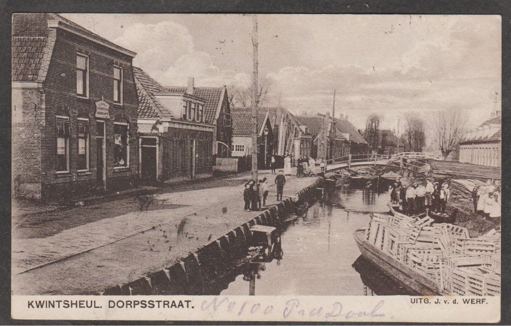 kwintsheul  dorpsstraat  met schip, Ophalen of Verzenden, Voor 1920, Gelopen, Zuid-Holland