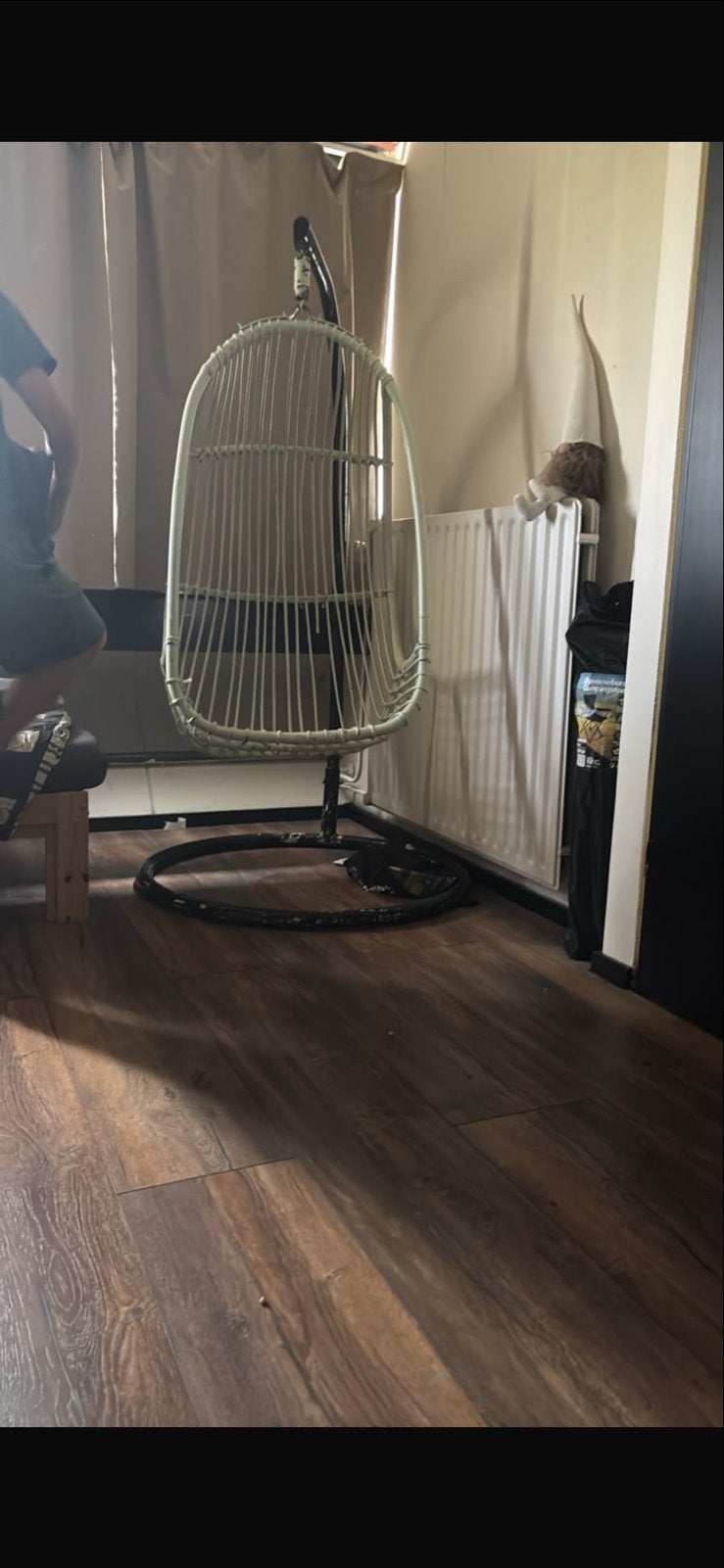 Comfortabele hangstoel voor binnen en buiten, Huis en Inrichting, Ophalen, Kunststof, Gebruikt, Wit