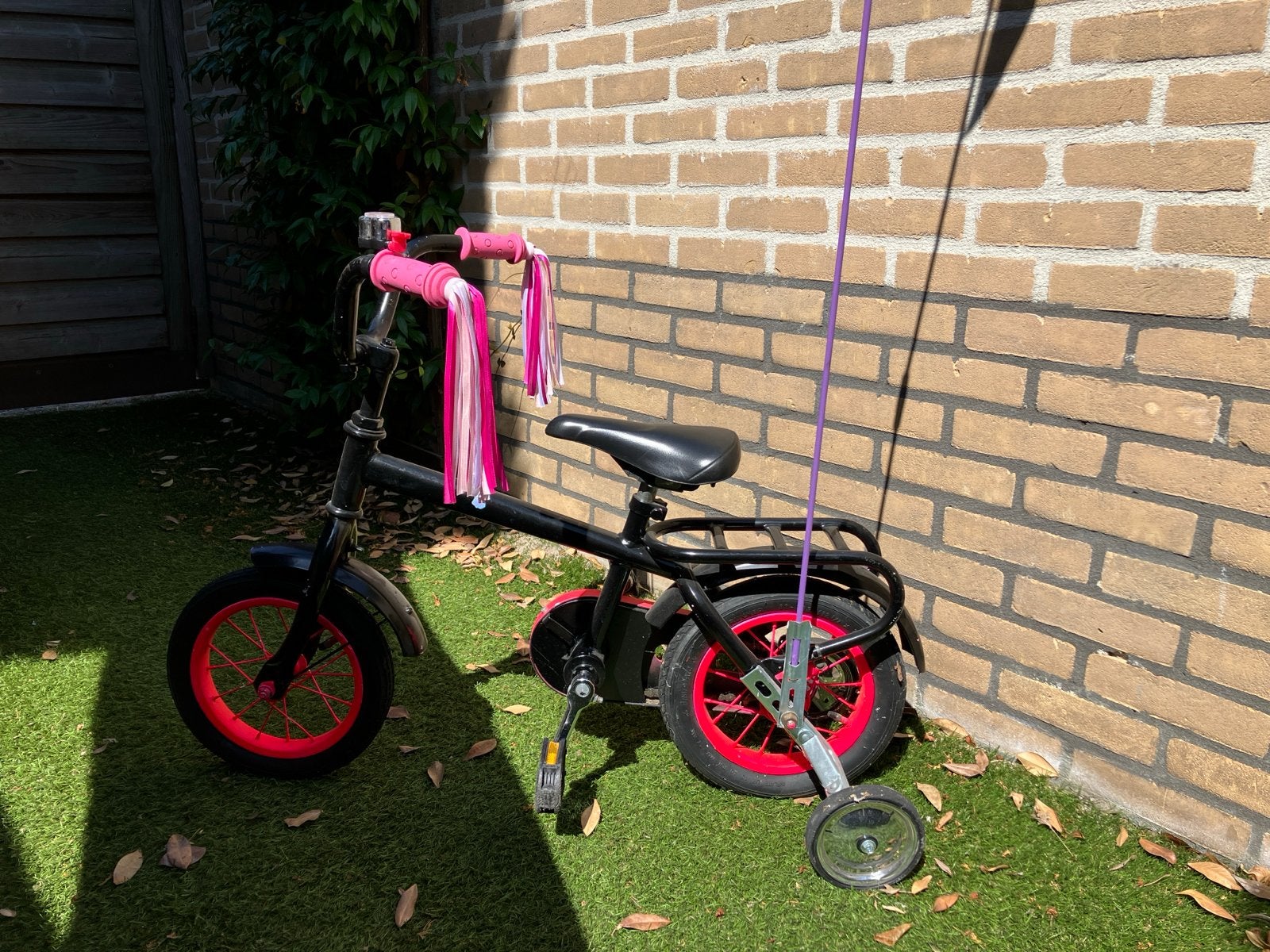 Loekie kinderfiets 12 inch met zijwieltjes, Ophalen, Terugtraprem, Zijwieltjes, Gebruikt