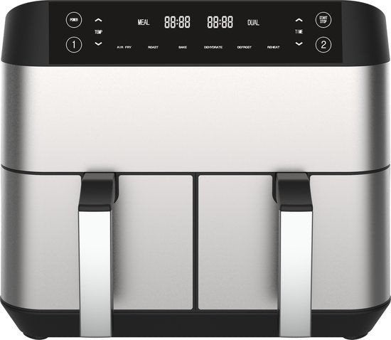 Niceey Dubbele Airfryer XXL - 8L - 2460W - Zilver, Witgoed en Apparatuur, Airfryers, Ophalen, Airfryer XXL, 1500 gram of meer