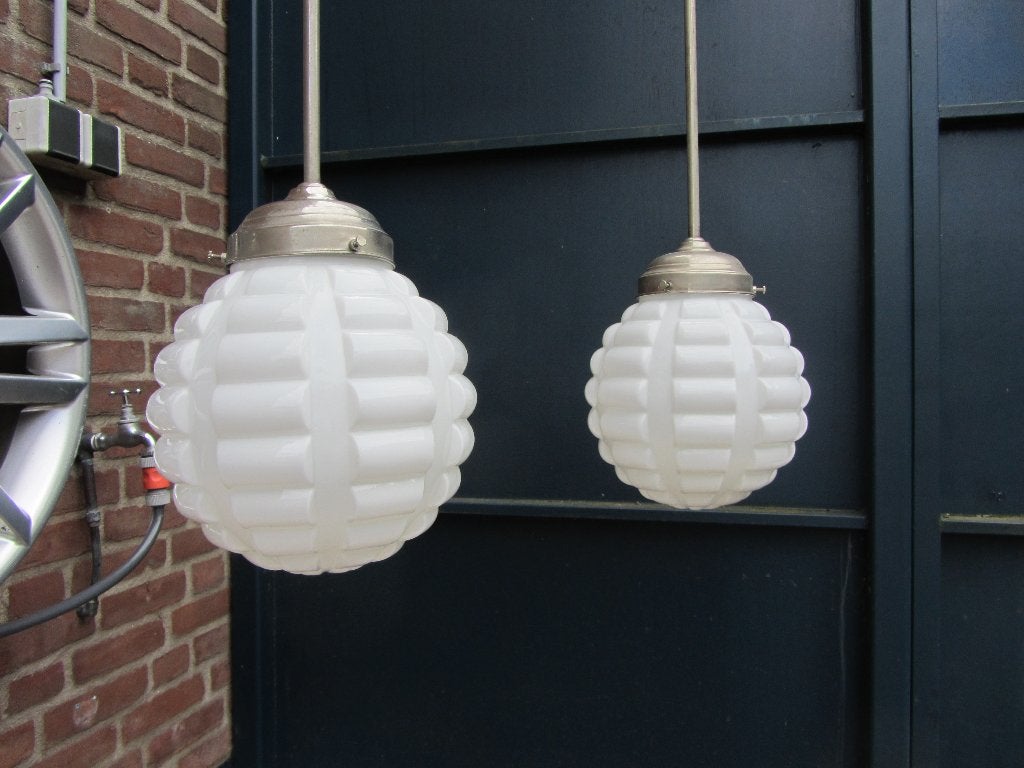 2 PRACHTIGE IDENTIEKE ART DECO LAMPEN, Ophalen, Gebruikt, 25 cm, E27 (groot)