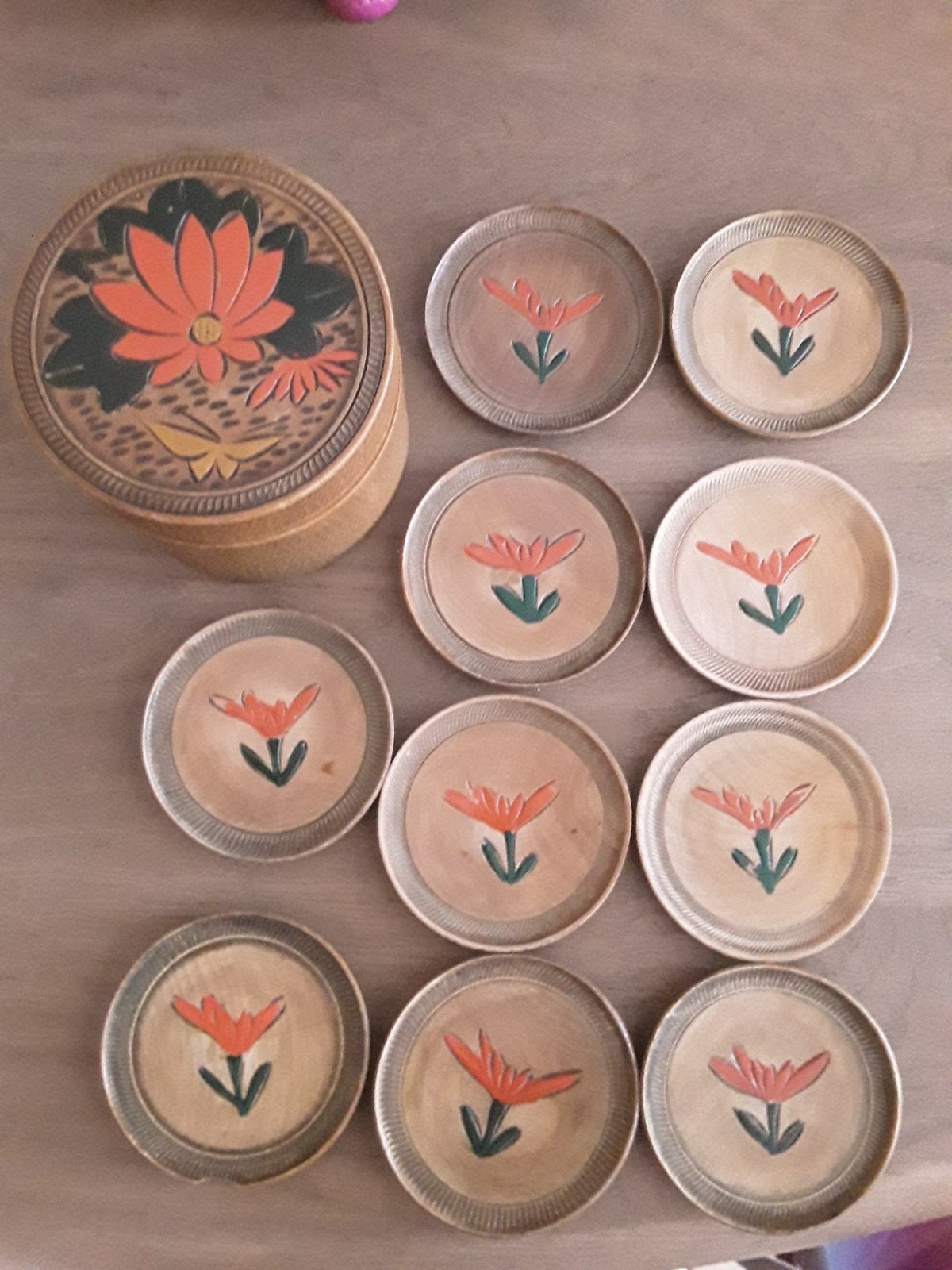 Vintage onderzetters Amsterdamse school dekseldoos, Ophalen
