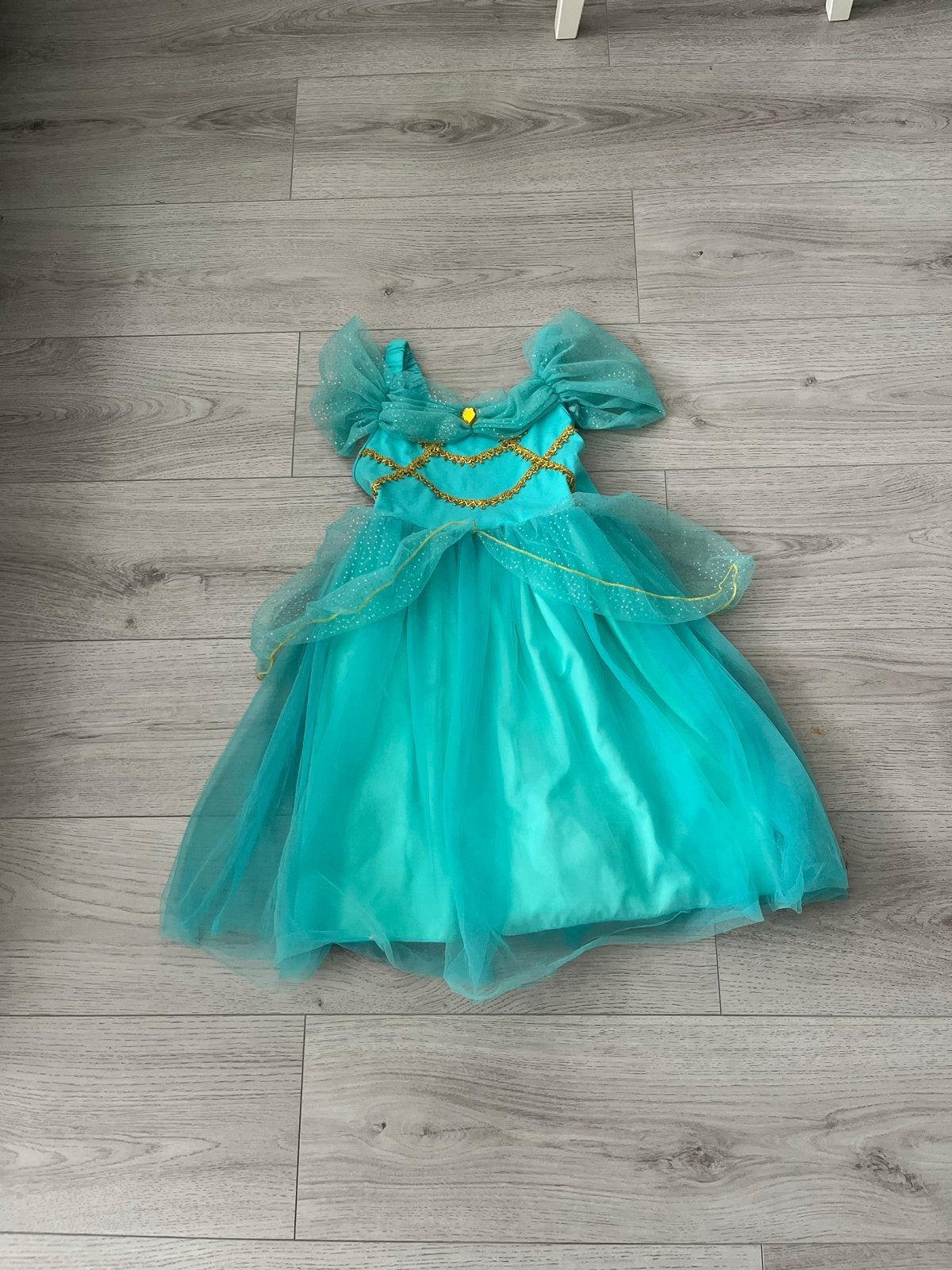 Prinsessenjurk turquoise maat 140, Ophalen, Gebruikt, Meisje, Jurk of Rok