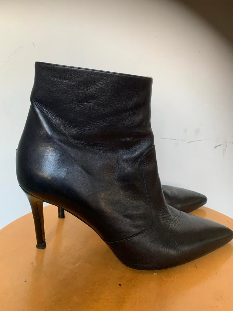Calexis leren zwarte laarsjes met stiletto hak - Maat 38, Zwart, Lage of Enkellaarzen, Ophalen of Verzenden, Zo goed als nieuw