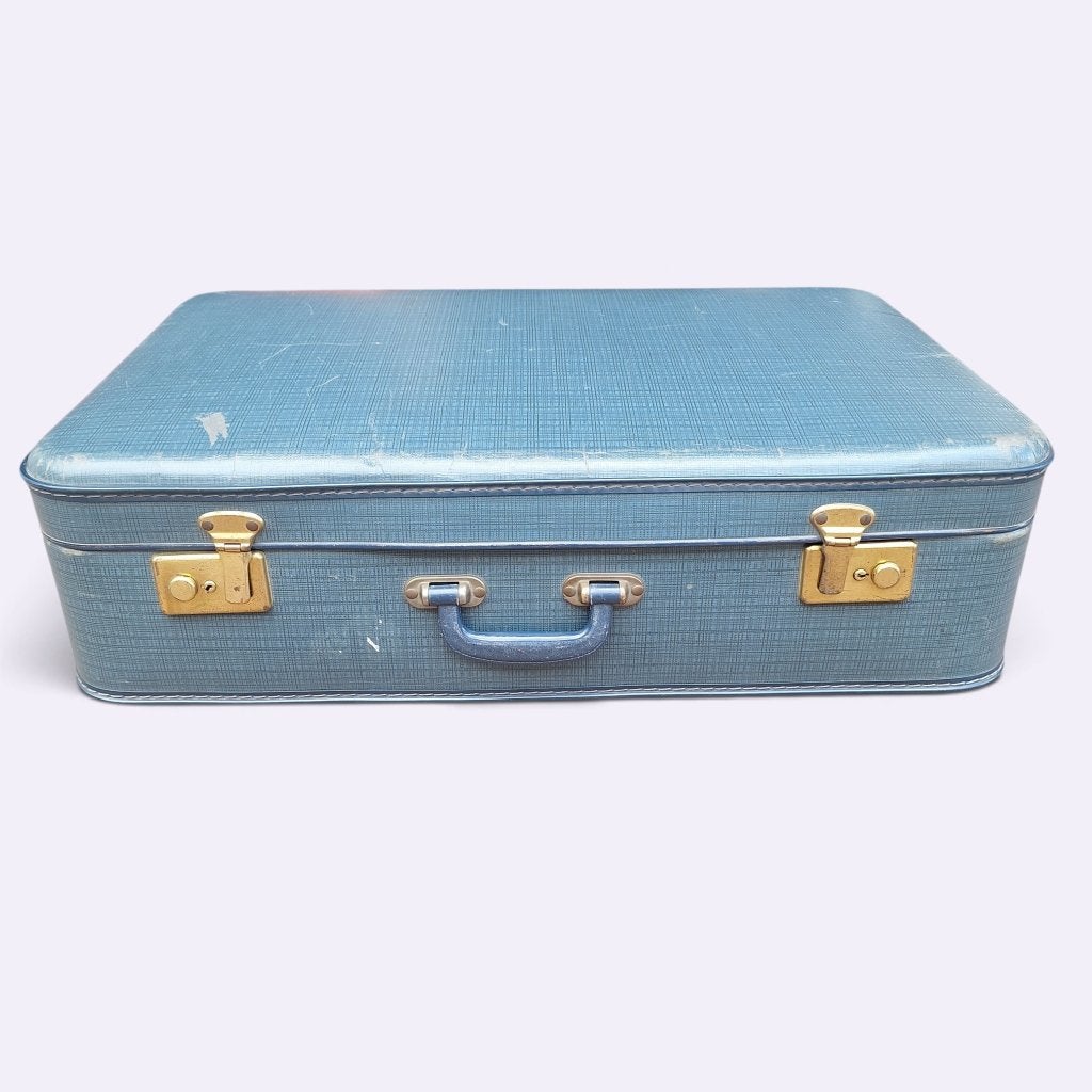 Vintage Blauwe Koffer - Stijlvol en Functioneel, Ophalen, Overige materialen, Gebruikt, 45 tot 55 cm