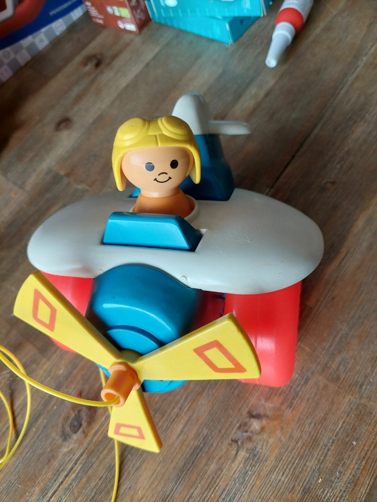 Vintage Fisher-Price Vliegtuig met Piloot (1980), Ophalen of Verzenden, Gebruikt, Duw- of Trekspeelgoed