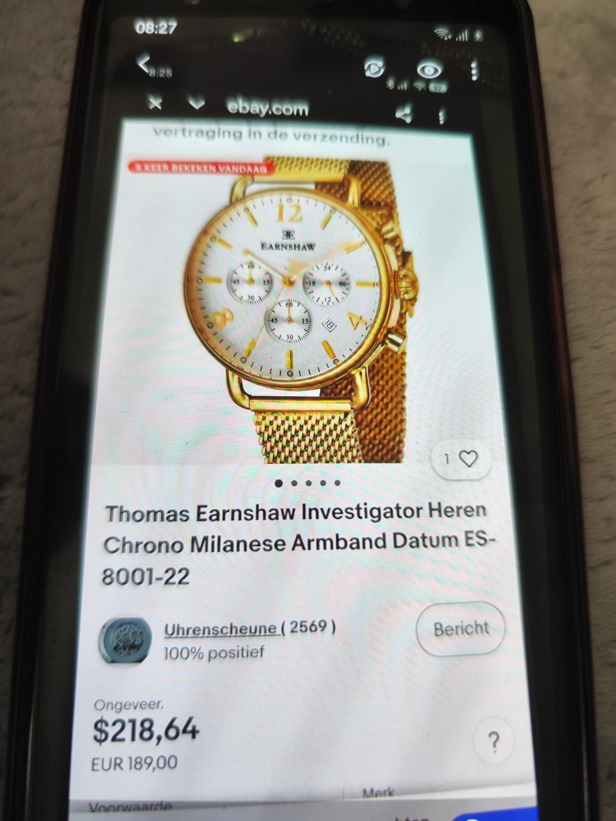 Horloge Thomas earnshaw investigator heren, Sieraden, Tassen en Uiterlijk, Horloges | Heren, Overige merken, Staal, Polshorloge