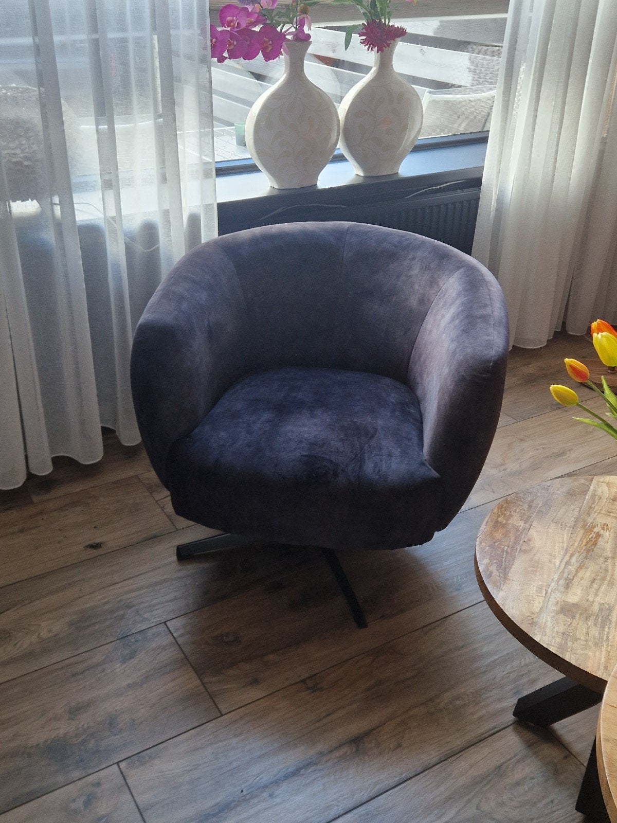 ZGOH draai fauteuil stof zwart grijs, Huis en Inrichting, Fauteuils, Minder dan 75 cm, Ophalen of Verzenden, Zo goed als nieuw